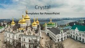  Presentation with orthodox - Amazing PPT theme having orthodox-monastery-pechersk-lavra backdrop and a light gray colored foreground