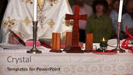  Presentation with orthodox - Colorful PPT theme enhanced with orthodox-priest-during-mas-holding backdrop and a coral colored foreground