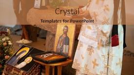  Presentation with orthodox - PPT theme having orthodox-priest-during-mas background and a coral colored foreground