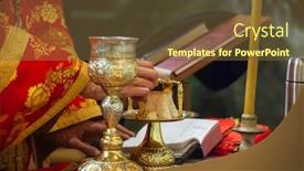  Presentation with blessing - Amazing PPT layouts having orthodox-priest-in-the-altar backdrop and a tawny brown colored foreground