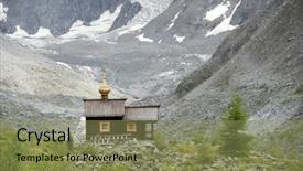  Presentation with orthodox - Presentation theme with orthodox wooden church in altai background and a coral colored foreground