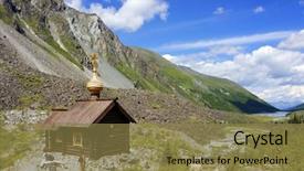  Presentation with orthodox - Beautiful slide set featuring orthodox wooden church in altai backdrop and a tawny brown colored foreground