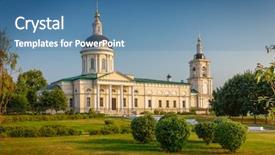  Presentation with xviii century - Presentation theme consisting of orthodoxy - archangel michael church built xviii background and a teal colored foreground