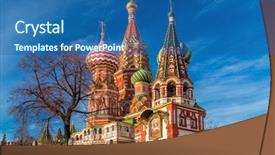  Presentation with saint - Audience pleasing PPT theme consisting of orthodoxy - saint basil's cathedral in moscow backdrop and a ocean colored foreground