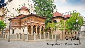  Presentation with monastery - PPT layouts consisting of orthodoxy - stavropoleos monastery st michael background and a coral colored foreground