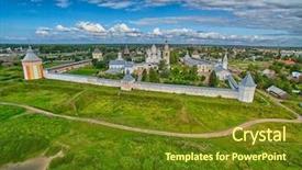  Presentation with sun rising over north america - PPT theme consisting of orthodoxy - sunset over spaso-prilutsky monastery background and a tawny brown colored foreground