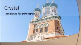  Presentation with church - Beautiful theme featuring orthodoxy church in nice riviera backdrop and a light blue colored foreground