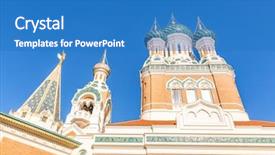  Presentation with welcome to church - Amazing PPT theme having orthodoxy church in nice riviera backdrop and a teal colored foreground