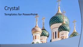  Presentation with calvary and church - PPT layouts consisting of orthodoxy church in nice riviera background and a light blue colored foreground