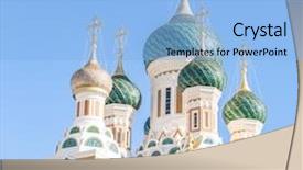  Presentation with church missions - Presentation theme featuring orthodoxy church in nice riviera background and a light blue colored foreground