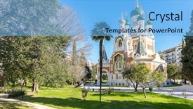  Presentation with church - Presentation theme with orthodoxy church in nice riviera background and a light blue colored foreground