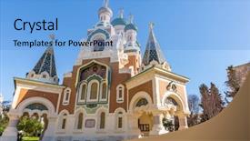  Presentation with church - Beautiful presentation theme featuring orthodoxy church in nice riviera backdrop and a light blue colored foreground