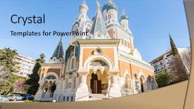  Presentation with church - Colorful slides enhanced with orthodoxy church in nice riviera backdrop and a light blue colored foreground