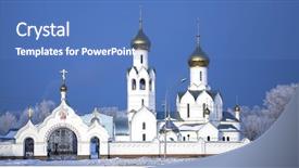  Presentation with city church - Presentation theme having orthodoxy church in siberian city background and a  colored foreground