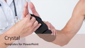  Presentation with doctor office - Cool new PPT layouts with orthopaedic - doctor examining a man wrist backdrop and a coral colored foreground