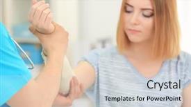  Presentation with clinic - Presentation theme with orthopaedic - orthopedist examining patient in clinic background and a lemonade colored foreground