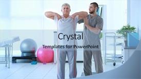  Presentation with physiotherapist - Colorful slides enhanced with orthopaedic - physiotherapist working with patient backdrop and a light blue colored foreground