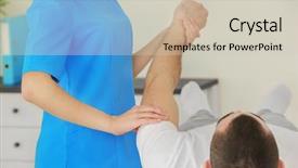  Presentation with physiotherapist - Slide deck enhanced with orthopaedic - physiotherapist working with patient background and a soft green colored foreground