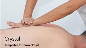  Presentation with rehabilitation - PPT layouts having orthopedic center - relaxing back pressure massageat rehabilitation background and a  colored foreground