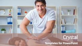  Presentation with orthopedic - Presentation design having orthopedic clinic - young doctor chiropractor massaging female background and a coral colored foreground