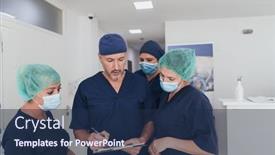  Presentation with team working together - Amazing presentation theme having orthopedic-doctor-working-together backdrop and a navy blue colored foreground