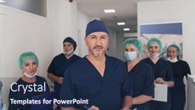  Presentation with team working together - PPT theme consisting of orthopedic-doctor-working-together background and a navy blue colored foreground