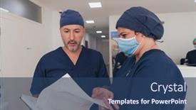  Presentation with team working together - Presentation theme enhanced with orthopedic-doctor-working-together background and a ocean colored foreground