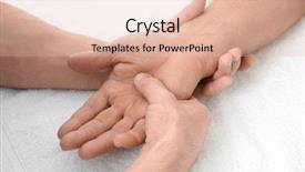  Presentation with physiotherapist - Audience pleasing PPT layouts consisting of orthopedic rehab center - physiotherapist giving hand massage backdrop and a  colored foreground