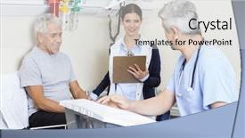  Presentation with physiotherapist - Amazing slide deck having orthopedic rehab center - physiotherapist holding clipboard while colleague backdrop and a light gray colored foreground