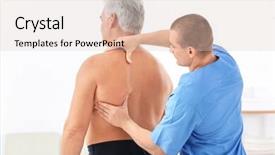  Presentation with rehabilitation - Slides consisting of orthopedic rehab center - physiotherapist working with patient background and a lemonade colored foreground