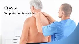  Presentation with housing rehabilitation - PPT theme with orthopedic rehab center - physiotherapist working with patient background and a pink colored foreground