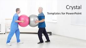  Presentation with orthopedic - Audience pleasing PPT theme consisting of orthopedic rehab center - physiotherapist working with patient backdrop and a  colored foreground