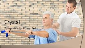  Presentation with vintage interior brick wall - Cool new presentation theme with orthopedic rehab center - physiotherapist working with patient backdrop and a  colored foreground