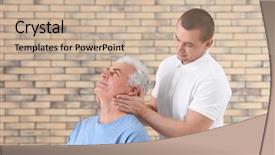  Presentation with brick wall - Amazing slides having orthopedic rehab center - physiotherapist working with patient backdrop and a coral colored foreground