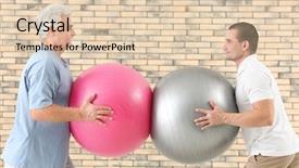  Presentation with brick wall - Audience pleasing slides consisting of orthopedic rehab center - physiotherapist working with patient backdrop and a  colored foreground