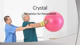  Presentation with vocational rehabilitation - Beautiful slides featuring orthopedic rehab center - physiotherapist working with patient backdrop and a  colored foreground