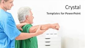  Presentation with cardiac rehabilitation - Theme featuring orthopedic rehab center - physiotherapist working with patient background and a  colored foreground