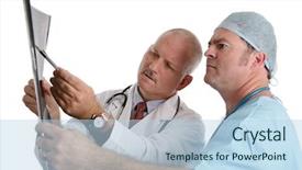  Presentation with intern - Presentation design with orthopedic surgeon - doctor pointing out something background and a light blue colored foreground