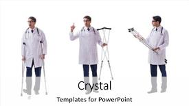  Presentation with physician - Presentation theme having orthopedic surgeon - young doctor physician standing walking background and a  colored foreground
