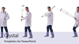 Presentation with physician - Amazing slides having orthopedic surgeon - young doctor physician standing walking backdrop and a  colored foreground