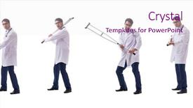  Presentation with physician - Cool new slide deck with orthopedic surgeon - young doctor physician standing walking backdrop and a sky blue colored foreground