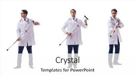  Presentation with physician - Presentation design with orthopedic surgeon - young doctor physician standing walking background and a white colored foreground