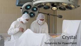  Presentation with lean operation - Audience pleasing PPT theme consisting of ortopedic surgery - surgeons before the starting operation backdrop and a light gray colored foreground
