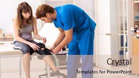  Presentation with nurse a male patient - PPT layouts having ligament - young female patient visiting male background and a lemonade colored foreground