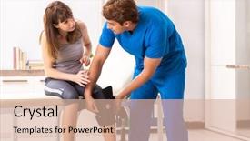  Presentation with surgery - PPT theme featuring ortopedic surgery - young female patient visiting male background and a lemonade colored foreground