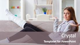  Presentation with broken home - Beautiful slide deck featuring ortopedic surgery - young woman with broken leg backdrop and a gray colored foreground