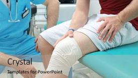  Presentation with orthopedic - Colorful slide set enhanced with orthopedist examining patient in clinic backdrop and a mint green colored foreground