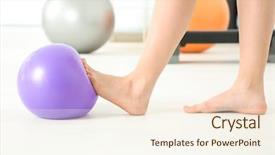  Presentation with rubber - Presentation design with orthoptics - feet of woman doing exercises background and a cream colored foreground