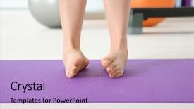  Presentation with exercises - Slide set consisting of orthoptics - feet of woman doing exercises background and a light blue colored foreground