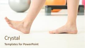  Presentation with exercises - Beautiful presentation design featuring orthoptics - feet of woman doing exercises backdrop and a cream colored foreground